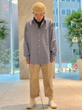 「LAKOLE（ラコレ）のアイテム（チノパンツ）」を使った、のんさん（メンズ・168cm）の春コーディネート