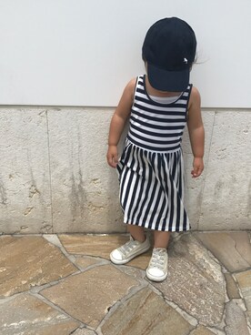 「H&M（エイチ・アンド・エム）のアイテム（ワンピース/ドレス）」を使った、yumiiiiiさん（キッズ・80cm）の夏コーディネート