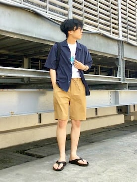 「SHIPS any（シップス エニィ）のアイテム（サンダル）」を使った、MEN'S STAFFさん（メンズ・177cm）の夏コーディネート