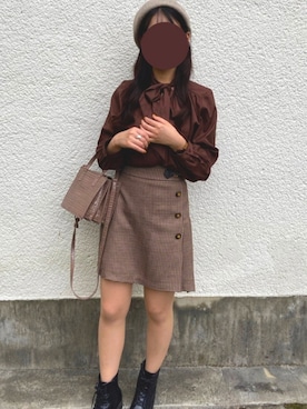 「秋のマイ旬スタイル」｜「アイテム（ハンチング/ベレー帽）」を使った、할さん（レディース・157cm）の秋コーディネート