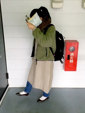 「AS KNOW AS plus（アズノゥアズプラス）のアイテム（バレエシューズ）」を使った、kumaさん（レディース・167cm）の冬コーディネート