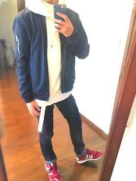 「クリスマス」｜「アイテム（MA-1）」を使った、Taki(プチプラ)さん（メンズ・180cm）の冬コーディネート