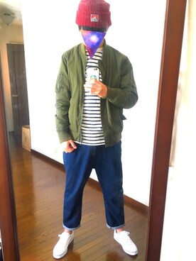 「ADPOSION（アドポーション）のアイテム（ジャケット/アウター）」を使った、Taki(プチプラ)さん（メンズ・180cm）の冬コーディネート