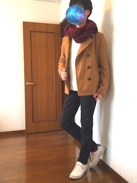 「RAGEBLUE（レイジブルー）のアイテム（ピーコート）」を使った、Taki(プチプラ)さん（メンズ・180cm）の春コーディネート