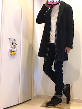 「GU（ジーユー）の（GU）スキニーフィットジーンズ（MEN ⁄ ジーンズ）」を使った、Taki(プチプラ)さん（メンズ・180cm）の冬コーディネート