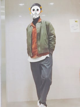 「BEAMS（ビームス）のアイテム（MA-1）」を使った、サランピさん（メンズ・177cm）の冬コーディネート