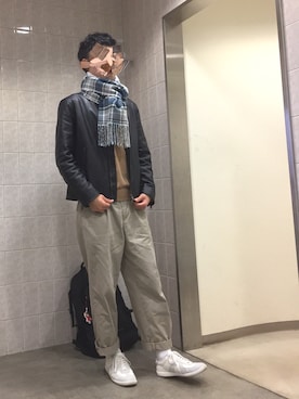 「アイテム（ブルゾン）」を使った、サランピさん（メンズ・178cm・10代）の冬コーディネート