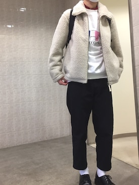 「アイテム（ブルゾン）」を使った、サランピさん（メンズ・178cm・10代）の冬コーディネート
