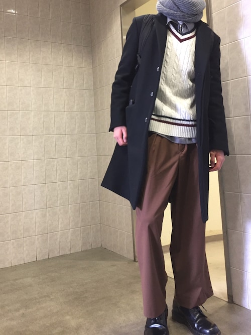サランピさんのチェスターコート「Super110'sメルトンチェスターコート(UNITED TOKYO|ユナイテッドトウキョウ)」を使ったコーディネート