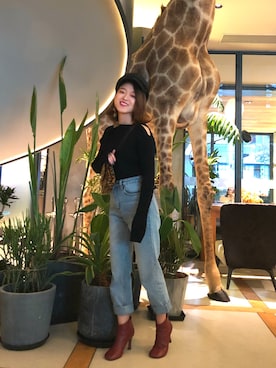 「アイテム（ブーティ、レッド系）」を使った、瓜瓜顶呱呱さん（レディース・153cm）の秋コーディネート