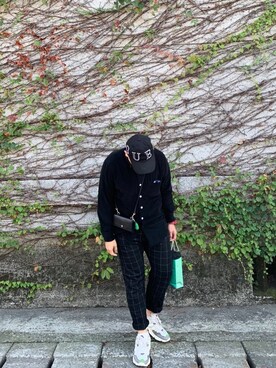 「Guess（ゲス）のアイテム（キャップ）」を使った、Maxさん（メンズ・172cm）の秋コーディネート