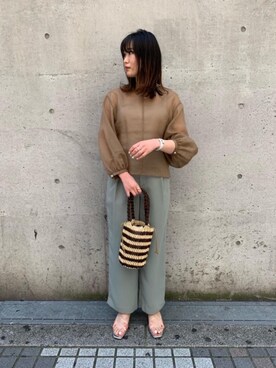 ビューティーアンドユース オーガンジーパフスリーブ9分袖　シアーブラウス BY オーガンジーパフスリーブ9分袖ブラウス ◇を使った人気