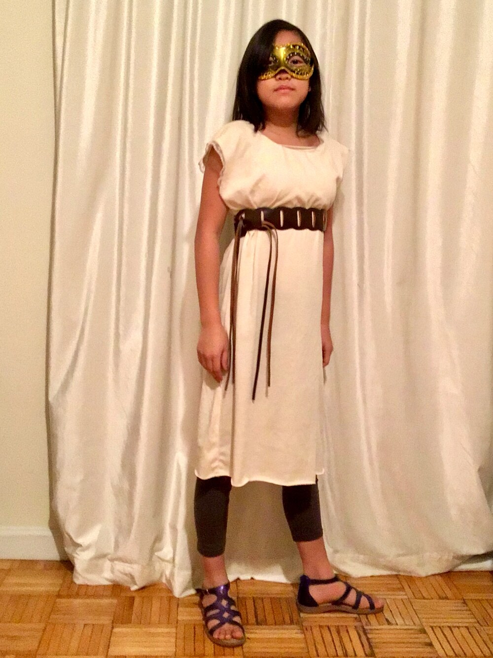 「girl、dress、Cute、homemade、beach、summer、kids、VINTAGE」｜「ZARA KIDSのアイテム（その他パンツ、ブラック系）」を使った、Ayana.cocoさん（キッズ・142cm）の春コーディネートの1枚目の写真