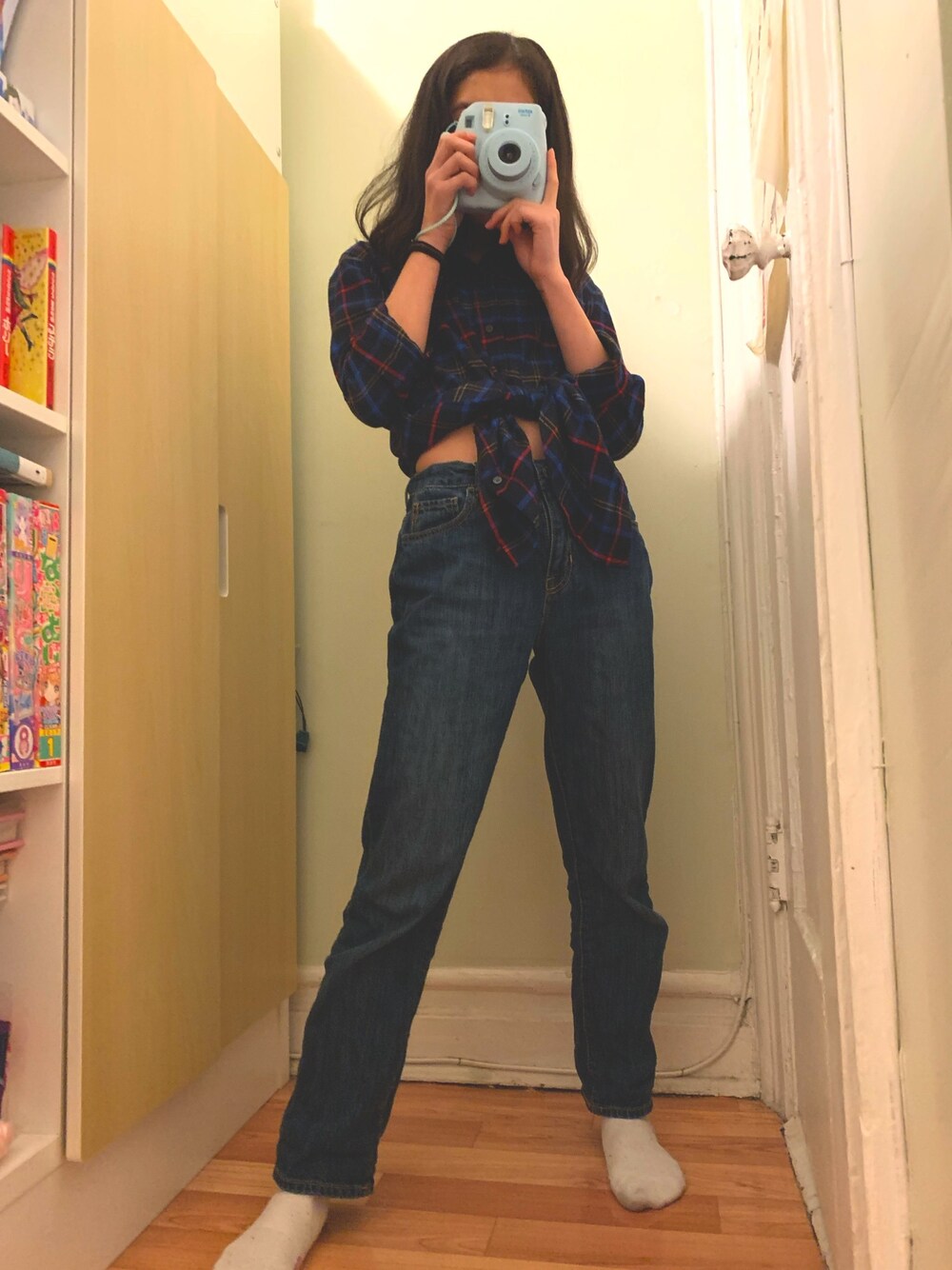 「Cute、girl、BANANA REPUBLIC、GAP、tomboy、blue、red、plaid、newyearseve」｜「Banana Republicのアイテム（シャツ/ブラウス、その他）」を使った、Ayana.cocoさん（キッズ・145cm）の冬コーディネートの1枚目の写真