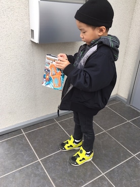 「GU（ジーユー）のアイテム（MA-1）」を使った、soraさん（キッズ・110cm）の秋コーディネート