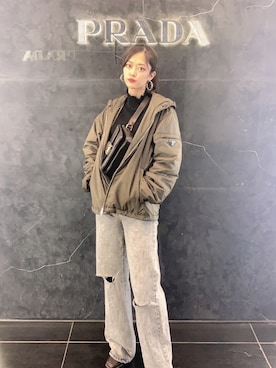 「PRADA（プラダ）のアイテム（ジャケット/アウター）」を使った、りーちゃんさん（レディース・162cm）の冬コーディネート