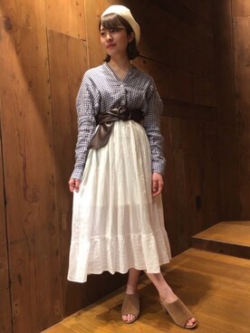 「Right-on（ライトオン）のアイテム（ハンチング/ベレー帽）」を使った、Right-on  TOKYOさん（レディース・158cm）の春コーディネート
