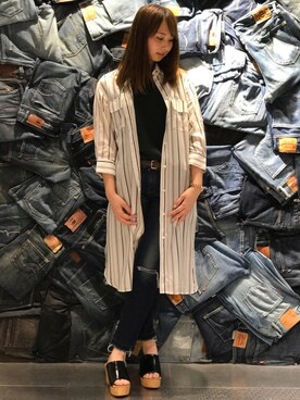 「Right-on（ライトオン）のアイテム（シャツワンピース）」を使った、Right-on  TOKYOさん（レディース・157cm）の夏コーディネート