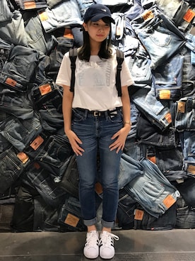 「CONVERSE（コンバース）のアイテム（帽子）」を使った、Right-on  TOKYOさん（レディース・155cm）の夏コーディネート