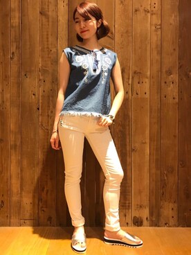 「Right-on（ライトオン）のアイテム（サンダル）」を使った、Right-on  TOKYOさん（レディース・158cm）の夏コーディネート