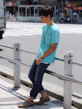 「Right-on（ライトオン）のアイテム（タンクトップ）」を使った、Right-on  TOKYOさん（メンズ・175cm）の夏コーディネート