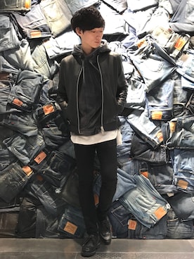 「BACK NUMBER（バックナンバー）のアイテム（ライダースジャケット）」を使った、Right-on  TOKYOさん（メンズ・175cm）の秋コーディネート