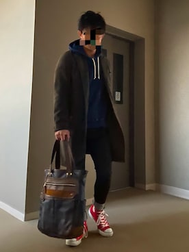 「SEVENDAYS=SUNDAY（セブンデイズサンデイ）のアイテム（チェスターコート）」を使った、Chuckyさん（メンズ・168cm）の秋コーディネート