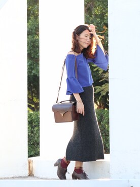 「blue」｜「アイテム（ジャージ）」を使った、WendyJ.さん（レディース・153cm）の秋コーディネート