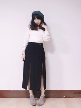 「TAIPEI」｜「アイテム（ハンチング/ベレー帽）」を使った、WendyJ.さん（レディース・153cm）の冬コーディネート