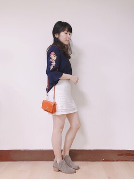 「skirt」｜「アイテム（ブーティ）」を使った、WendyJ.さん（レディース・153cm）の春コーディネート