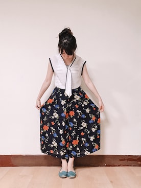「flower」｜「アイテム（スリッポン）」を使った、WendyJ.さん（レディース・153cm）の春コーディネート