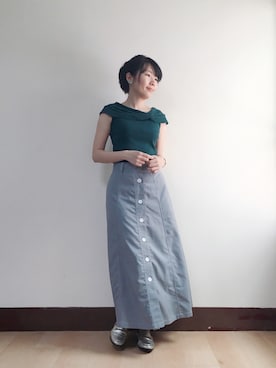 「STRAWBERRY-FIELDS（ストロベリーフィールズ）のアイテム（ニット/セーター）」を使った、WendyJ.さん（レディース・153cm）の夏コーディネート