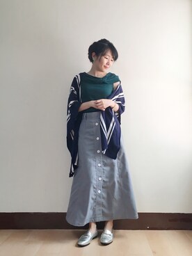 「STRAWBERRY-FIELDS（ストロベリーフィールズ）のアイテム（ニット/セーター）」を使った、WendyJ.さん（レディース・153cm）の夏コーディネート