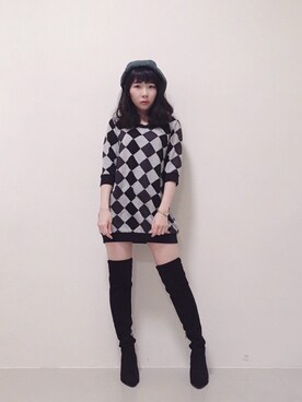 「TAIPEI」｜「アイテム（ハンチング/ベレー帽）」を使った、WendyJ.さん（レディース・153cm）の冬コーディネート