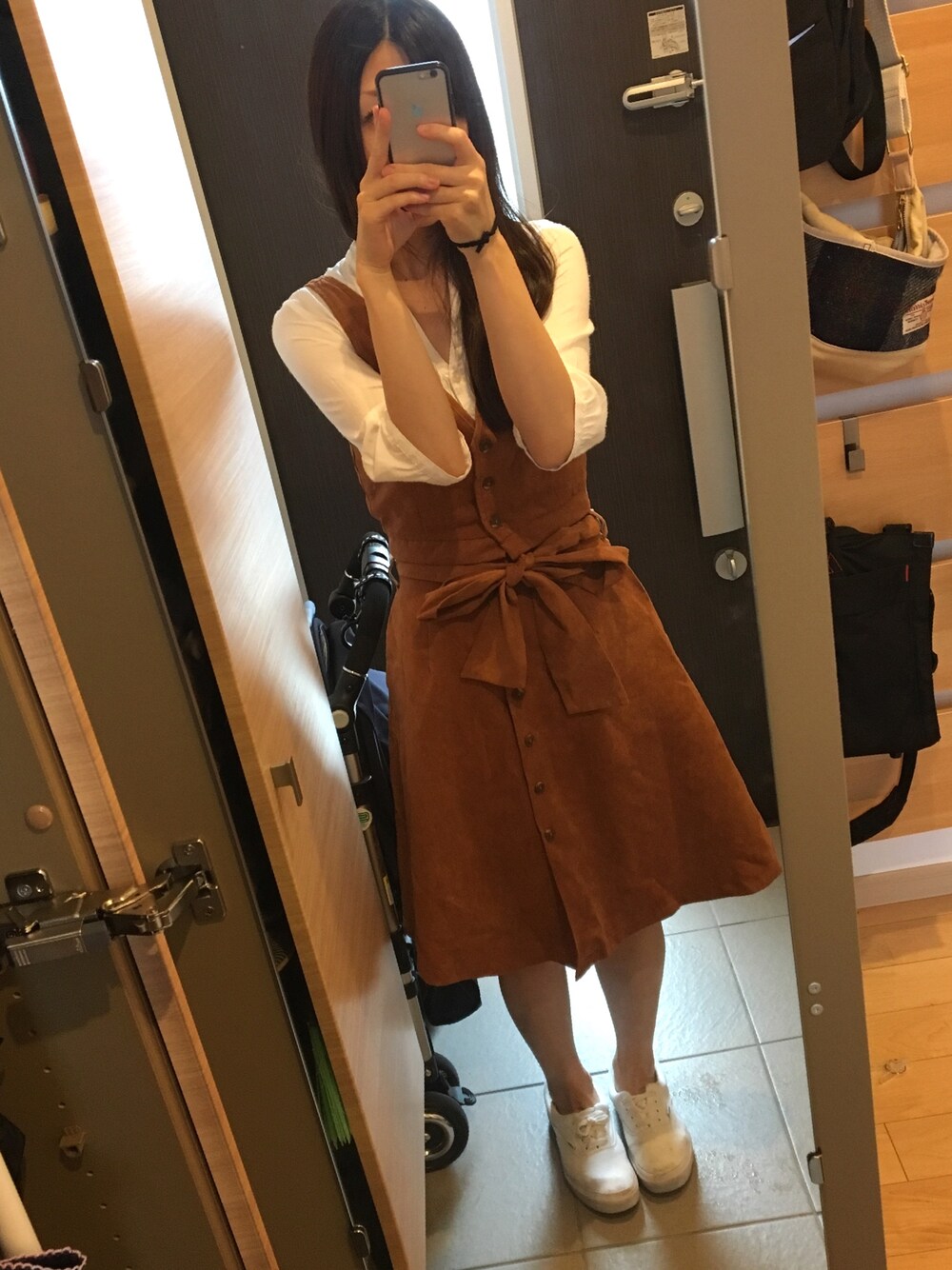 「セットアップ、へザー、ビスチェ、秋のコーデ、ローリーズファーム(LOWRYS FARM)」｜「Heatherのセパレートジャンスカ 769789（ジャンパースカート、ブラウン系）」を使った、K☆さん（レディース・160cm）の秋コーディネートの1枚目の写真