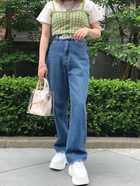 「WC（ダブル シー）のアイテム（Tシャツ/カットソー）」を使った、きさん（レディース・154cm）の夏コーディネート