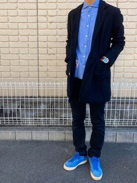 「BEAMS（ビームス）のアイテム（チェスターコート）」を使った、Taka2020さん（メンズ・180cm）の秋コーディネート