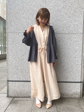 「Crisp（クリスプ）のアイテム（オールインワン・サロペット）」を使った、ミスズさん（レディース・161cm）の夏コーディネート