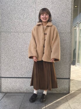 「Crisp（クリスプ）のアイテム（ムートンコート）」を使った、ミスズさん（レディース・161cm）の秋コーディネート