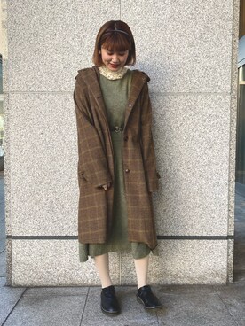 「アイテム（ステンカラーコート）」を使った、ミスズさん（レディース・161cm）の冬コーディネート