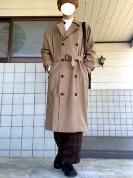 トレンチコートを使った ベルト付き のメンズ人気ファッションコーディネート Wear