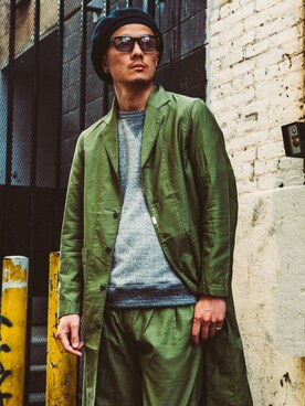 「ショップコート」｜「アイテム（ハンチング/ベレー帽）」を使った、TANAKA (GARDEN CREW)さん（メンズ・173cm）の冬コーディネート