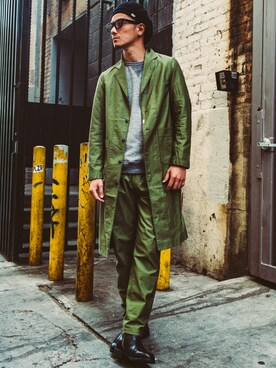 「ショップコート」｜「アイテム（ハンチング/ベレー帽）」を使った、TANAKA (GARDEN CREW)さん（メンズ・173cm）の冬コーディネート