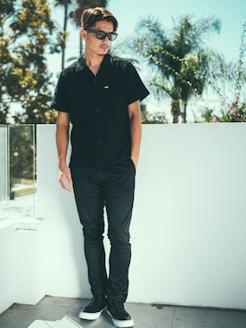 「オールブラックコーデ」｜TANAKA (GARDEN CREW)さん（メンズ・173cm）の夏コーディネート