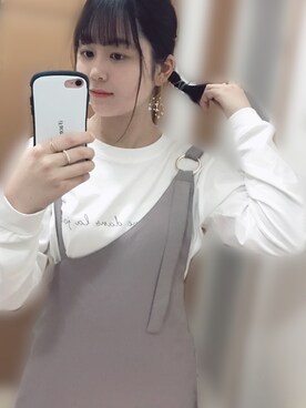 「ROPE' PICNIC（ロペピクニック）のアイテム（Tシャツ/カットソー、ホワイト系）」を使った、yunanaさん（レディース・158cm）の春コーディネート