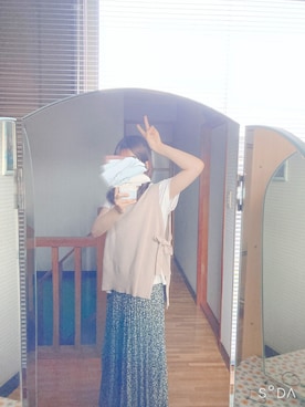 「RETRO GIRL（レトロガール）のアイテム（ベスト、ベージュ系）」を使った、yunanaさん（レディース・158cm）の秋コーディネート