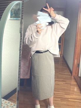 「GU（ジーユー）のアイテム（パーカー、ホワイト系）」を使った、yunanaさん（レディース・158cm）の秋コーディネート