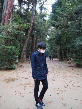 「G-STAR RAW（ジースターロゥ）のアイテム（ライダースジャケット）」を使った、ゆう🦭さん（メンズ・170cm）の冬コーディネート