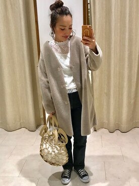 「Discoat Parisien」｜「アイテム（ノーカラージャケット）」を使った、kei.2727さん（レディース・164cm）の冬コーディネート