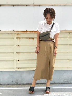 「UNIQLO（ユニクロ）のクルーネックT（半袖）（Tシャツ/カットソー）」を使った、kei.2727さん（レディース・164cm）の夏コーディネート